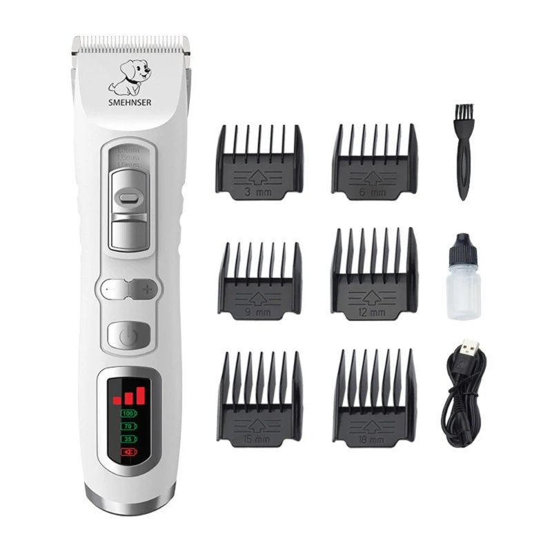 

C7AD Dog Grooming Clippers USB Charging Pet Hair Trimmers Low Noise Professional Cordless Shaver for Trimming Cats Thick Hair