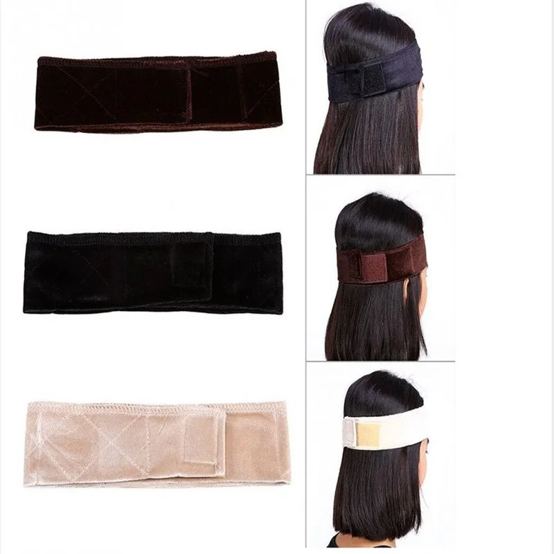 

Elastic Band Brown/Black/Blonde Hand Made Non-Slip Wig Grip Band With Double Sided Velvet Adjustable Wig Hair Band