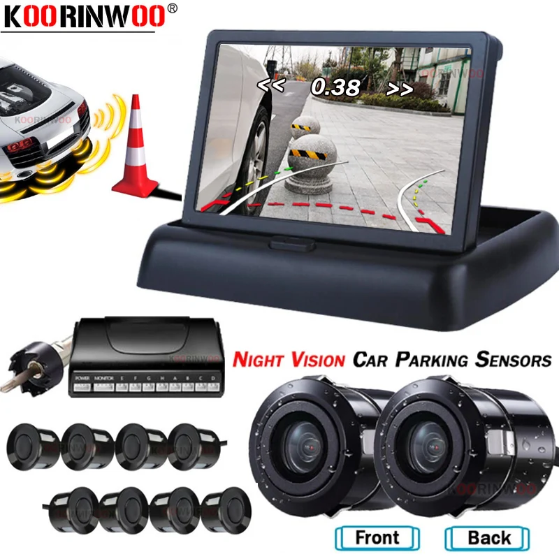 

Динамическая интеллектуальная система Koorinwoo с ЖК-экраном для автомобилей Parktronics, 8 камер заднего вида, датчики парковки, Передняя камера