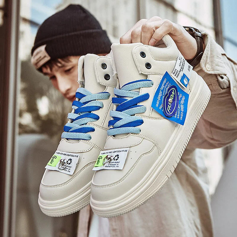 Brand Men Leather High-Top Skateboarding Shoes Men's Sneakers Male Fashion Non-Slip Sport Shoes Zapatillas Hombre Mens Footwear