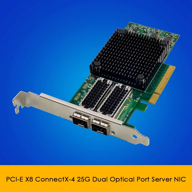 

PCI-E X8 10 гигабитная оптическая Серверная сетевая карта Mellanox Connectx-4 PCI-E 3,0 X8, два порта 25G SFP + оптический LC 10