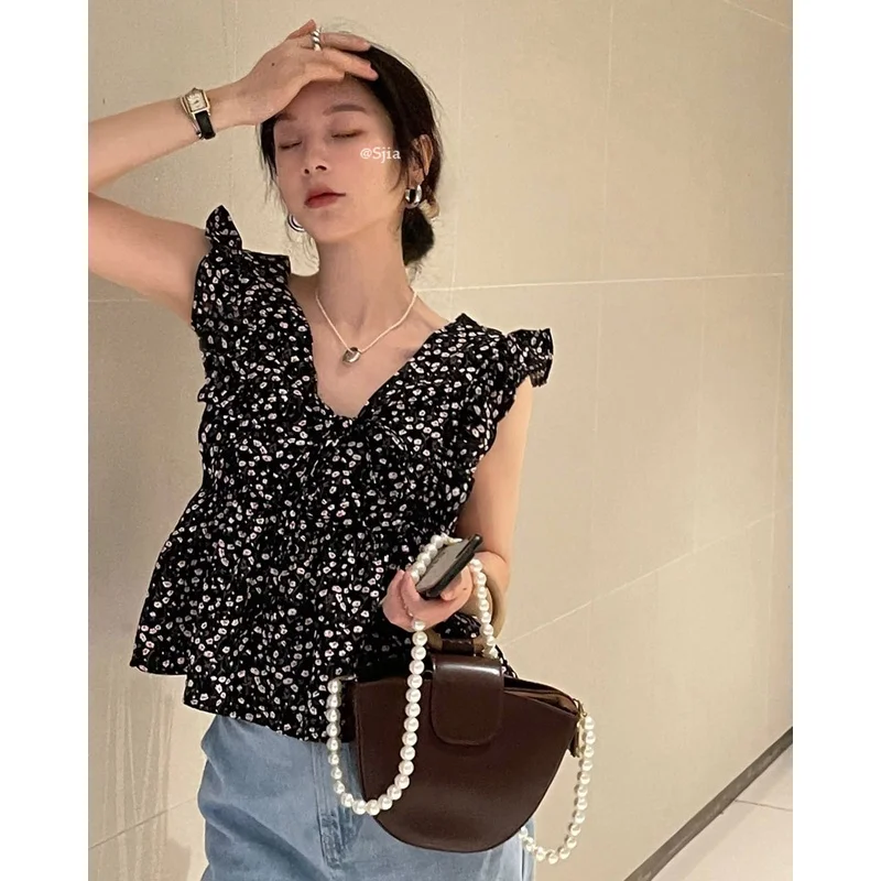 

Floral Feifei Sleeve Sweater Sleeveless Shirt Top Women