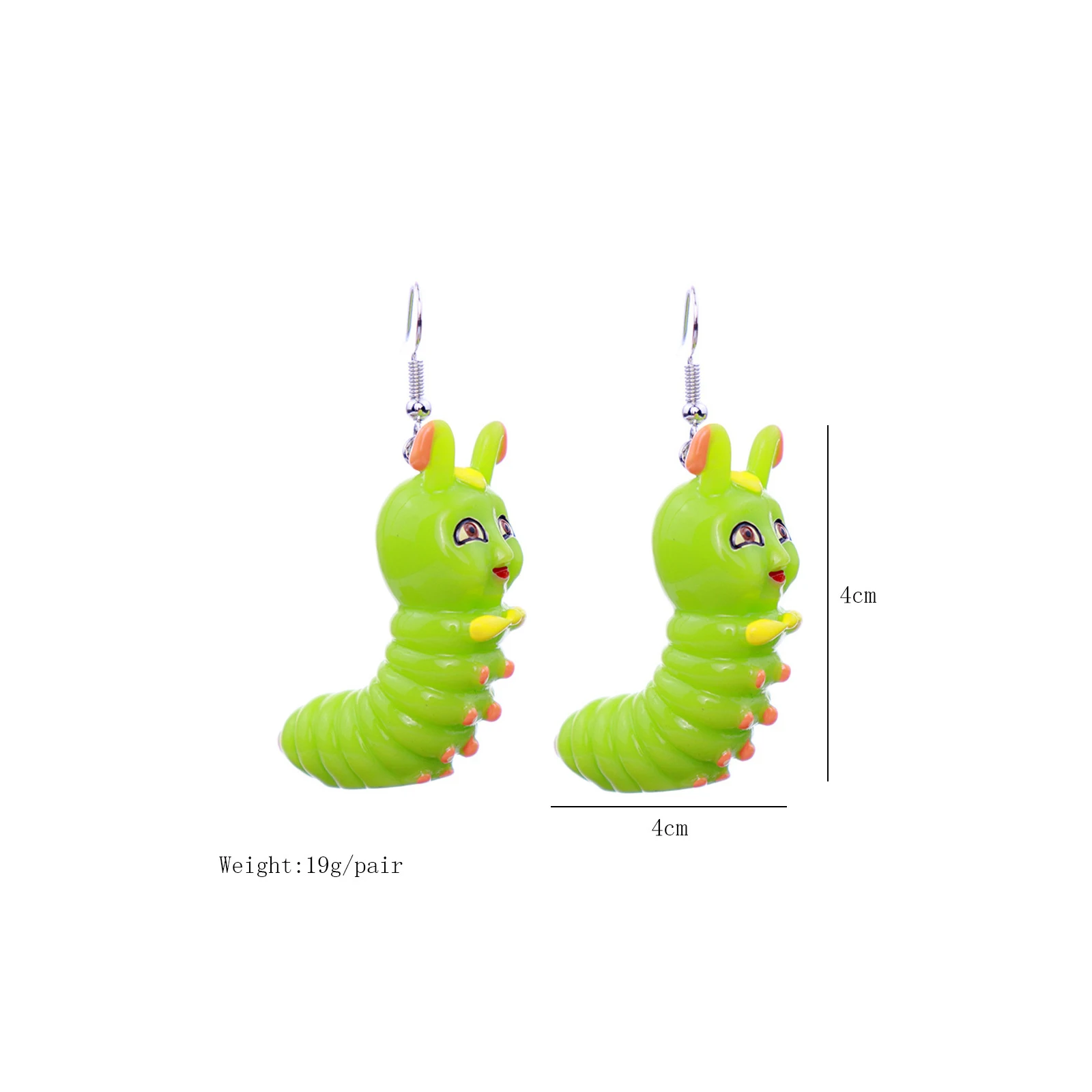 Пара Зеленых Милых Необычных Висячих Сережек В Форме Насекомых С Героями