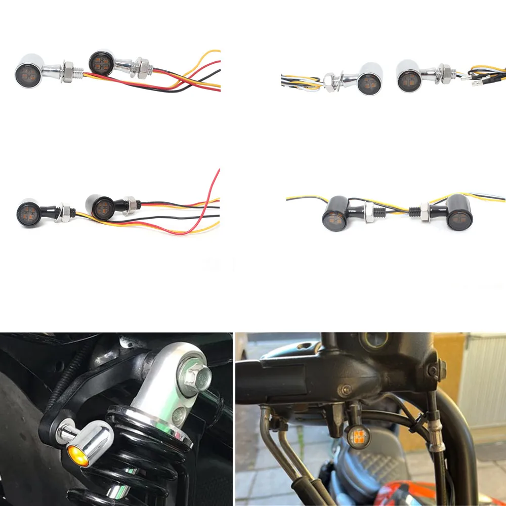 

12V Motorcycle LED Turn Signal Light Run Indicator Lamp E Mark Amber White Red clignotant moto led Flashing Blinker Light