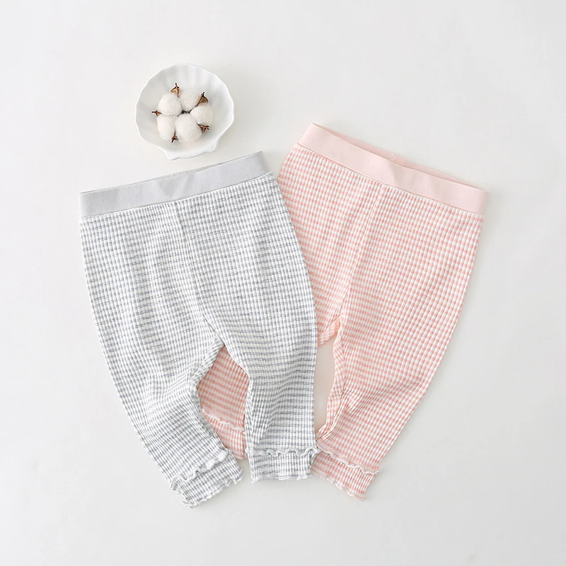 

Полосатые хлопковые леггинсы для маленьких девочек: Базовые брюки идеально подходят для весенних игр, размеры детской одежды