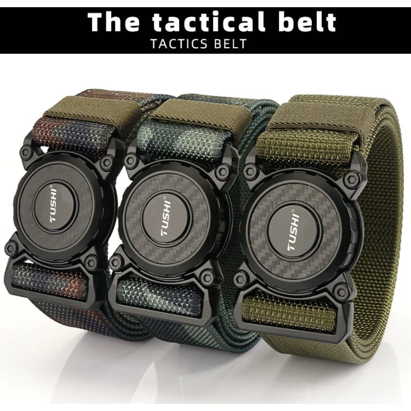 2023 Rotary Metal Pluggable Buckle Belts for Men Wear-resistant Nylon Tactical Belt Multifunctional Outdoor Work Belt Hunting