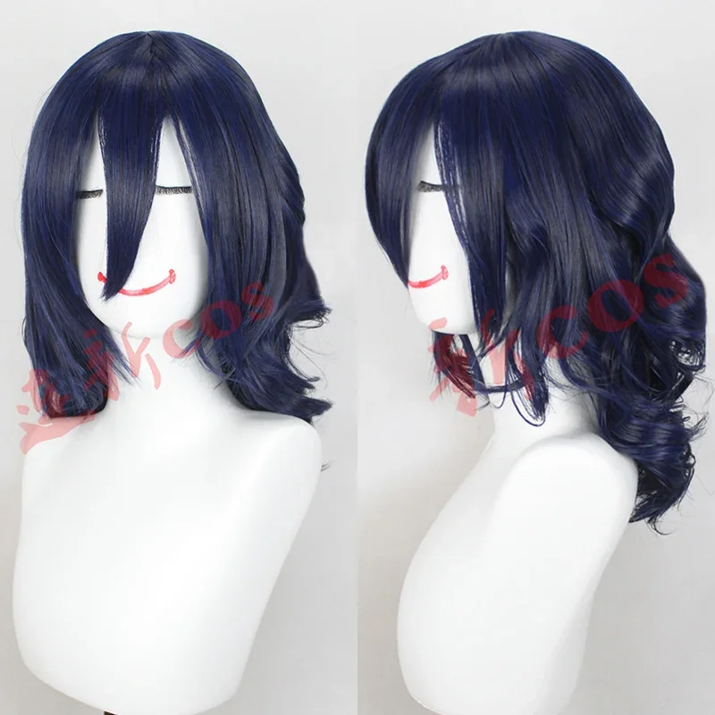 Game Yandere Simulator Oka Ruto Длинный темно-синий вьющийся волнистый парик для косплея