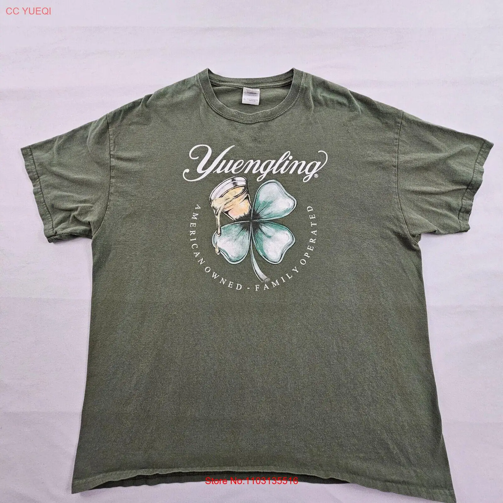 Yuengling Американская собственная семейная зеленая футболка с коротким рукавом