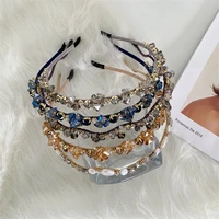 baroque wave wrap pearl crystal thin headband bridal tiara
