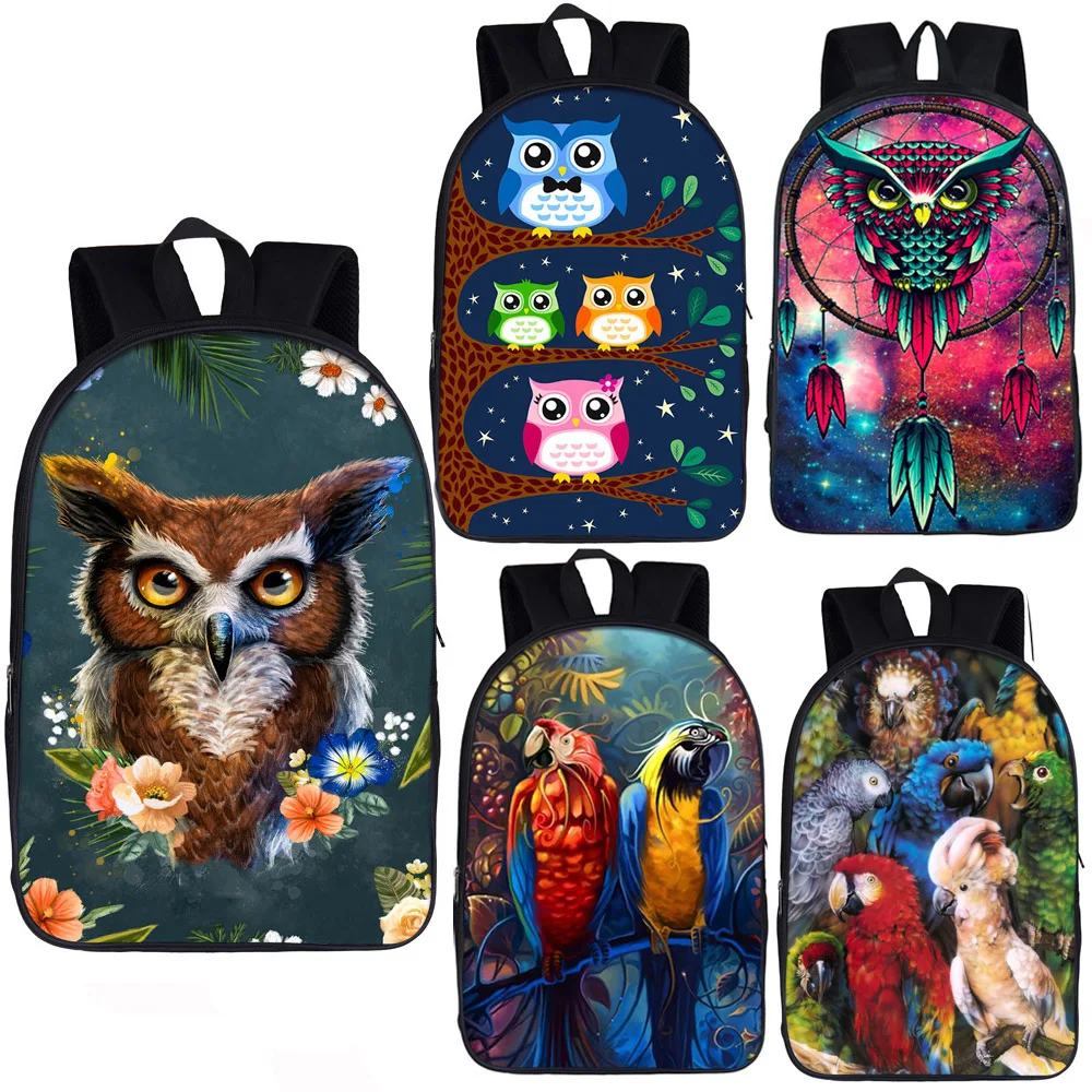 

Cute Bird Owl / Parrot Print Backpack for Teenager Boys Girls Children School Bags Women Rucksack Kid School Backpack Book Bag