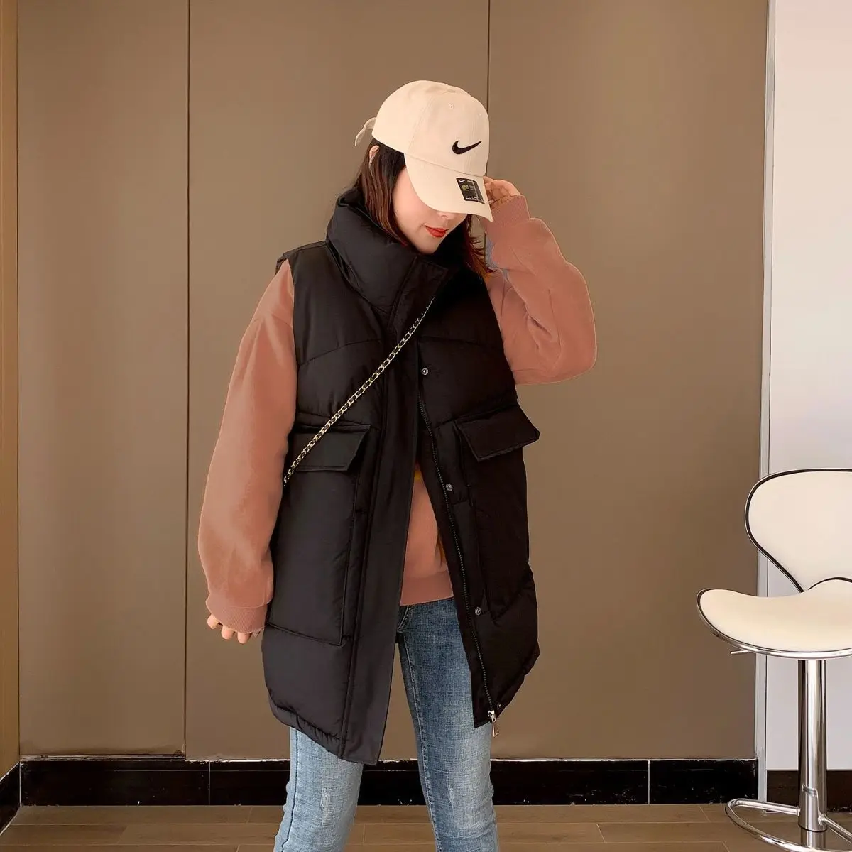 Новинка 2022 осенне-зимний женский пуховый хлопковый жилет женское пальто средней