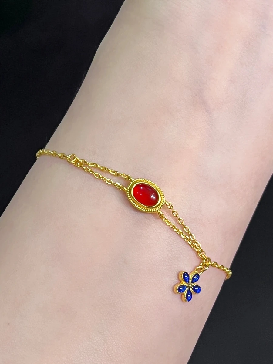 Классический ретро-дворцовый браслет с маленькой дворцовой птицей 8-каратное