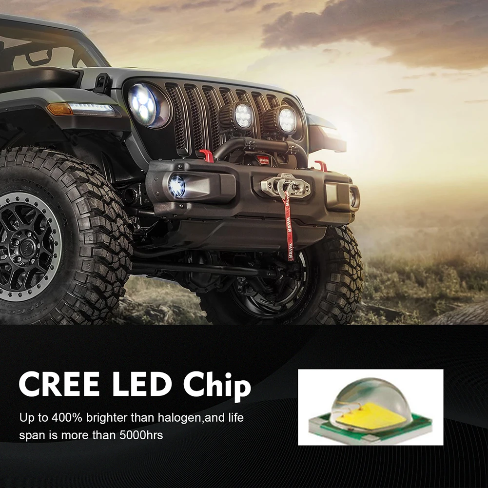 

Car LED Headlight 9-30V 50W 6000K White High Low Beam CREE LED Headlamp IP67 Waterproof Housing for Motorcycle SUV Off-Road