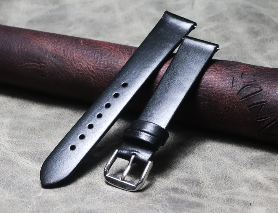 

New Handmade Watch Band Quick Release Genuine Leather Cowhide Strap 14/16/18/19/22mm thin Breathable Bracelet Retro Wristband