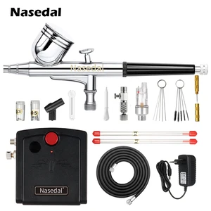 Nasedal NT-19 Компрессор Аэрографа 0.3mm 7cc Аэрограф Двойного Действия распылительный пистолет для модели,бумага, пластик, фарфор живописи Раскраска,какао-маслом торта нейл-арт покраска автомобилей распылитель