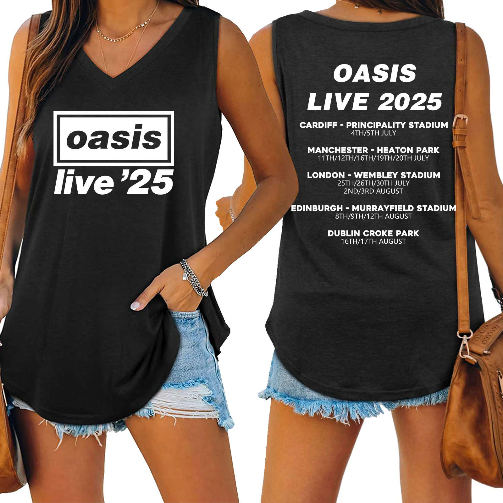 Женский топ оверсайз с V-образным вырезом без рукавов