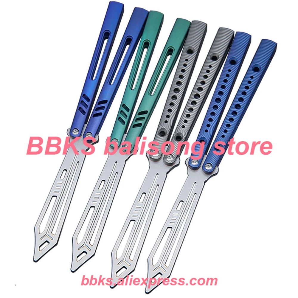 

Theone Replicant Rep Squiggle Scales V1 Clone Channel Titanium Handle D2 Blade Balisong Butterfly Trainer Knife Bushings System