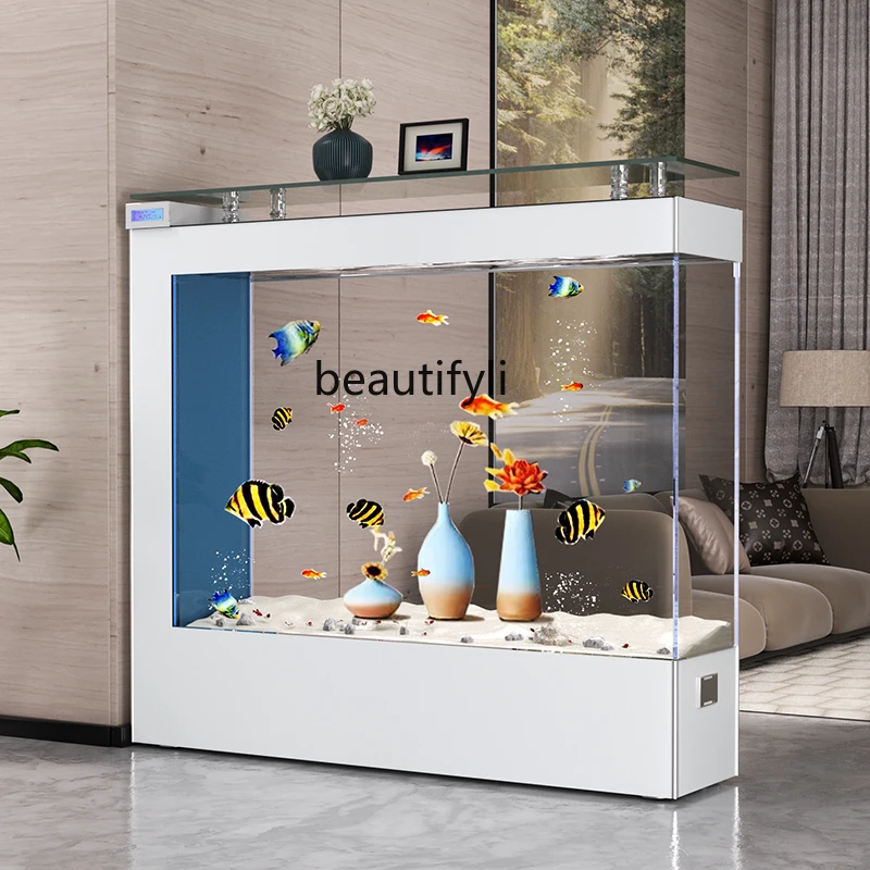 

Светильник роскошный аквариум, экран для гостиной, прямоугольный большой супер белый стеклянный экологический аквариум, Новинка