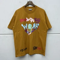 high street hip hop cotton t shirt with short sleeve printed with orange letters