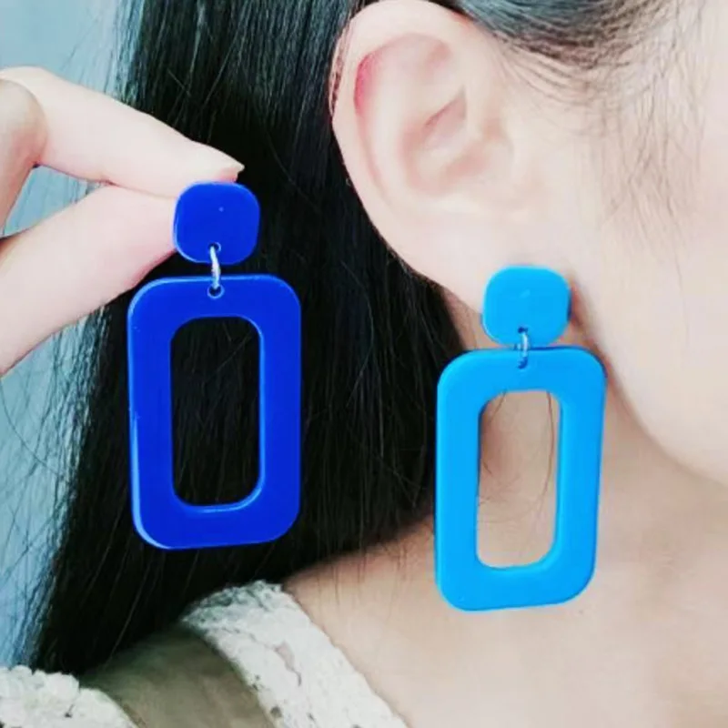 

The New Rectangular Hollow Earrings are Fashionable and Simple, Japanese Personalized Fluorescent Acrylic Earrings For Women