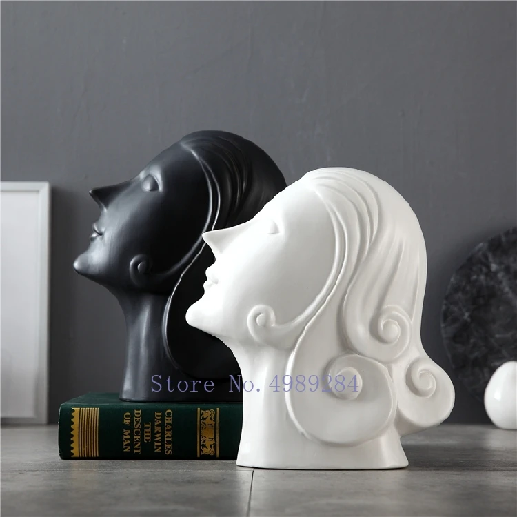 

Креативные абстрактные керамические украшения в скандинавском стиле с головой женщины, Современное украшение для дома и гостиной, Черное и...