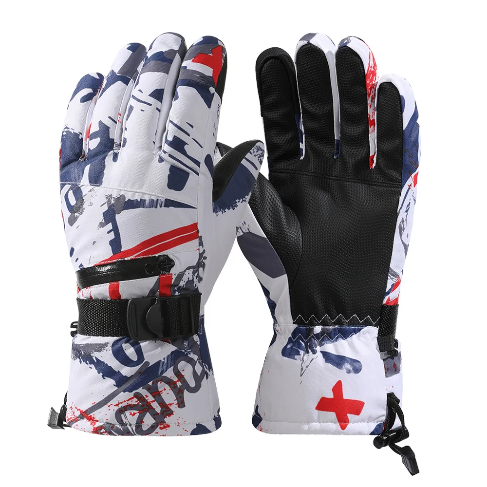 

Ski Gloves PU Leather Non-slip Touch Screen Waterproof Motorcycle Cycling Fleece Warm Snow Unisex