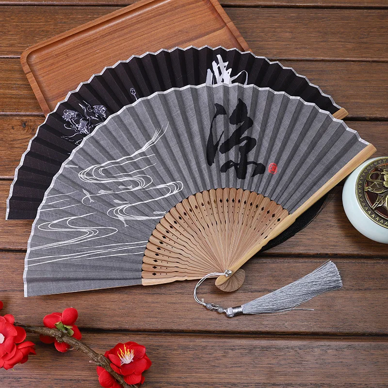 Ручной складной веер для украшения дома льняные танцевальные вееры антикварная