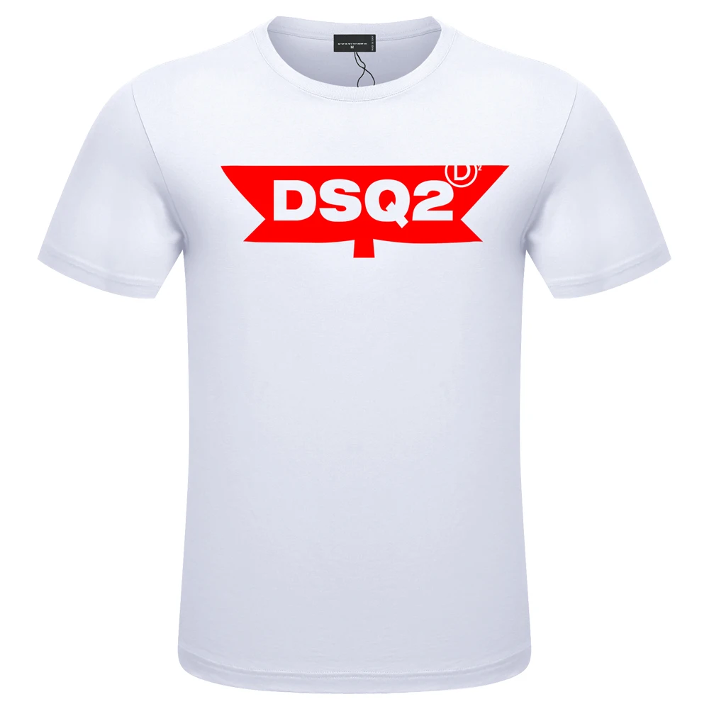 

Мужские футболки с принтом DSQ2 ICON DSQICON2 DSQ D2, брендовые классические модные тренды для простой улицы с коротким рукавом