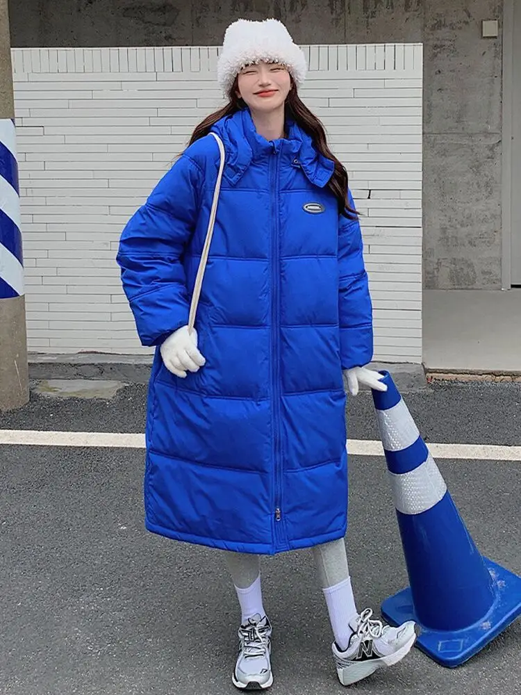 M GIRLS Women's Oversize Over Knee Long Warm Coat Vintage Winter Cotton-Padded Jacket Parkas Casual Korean Female Thick Outwear
