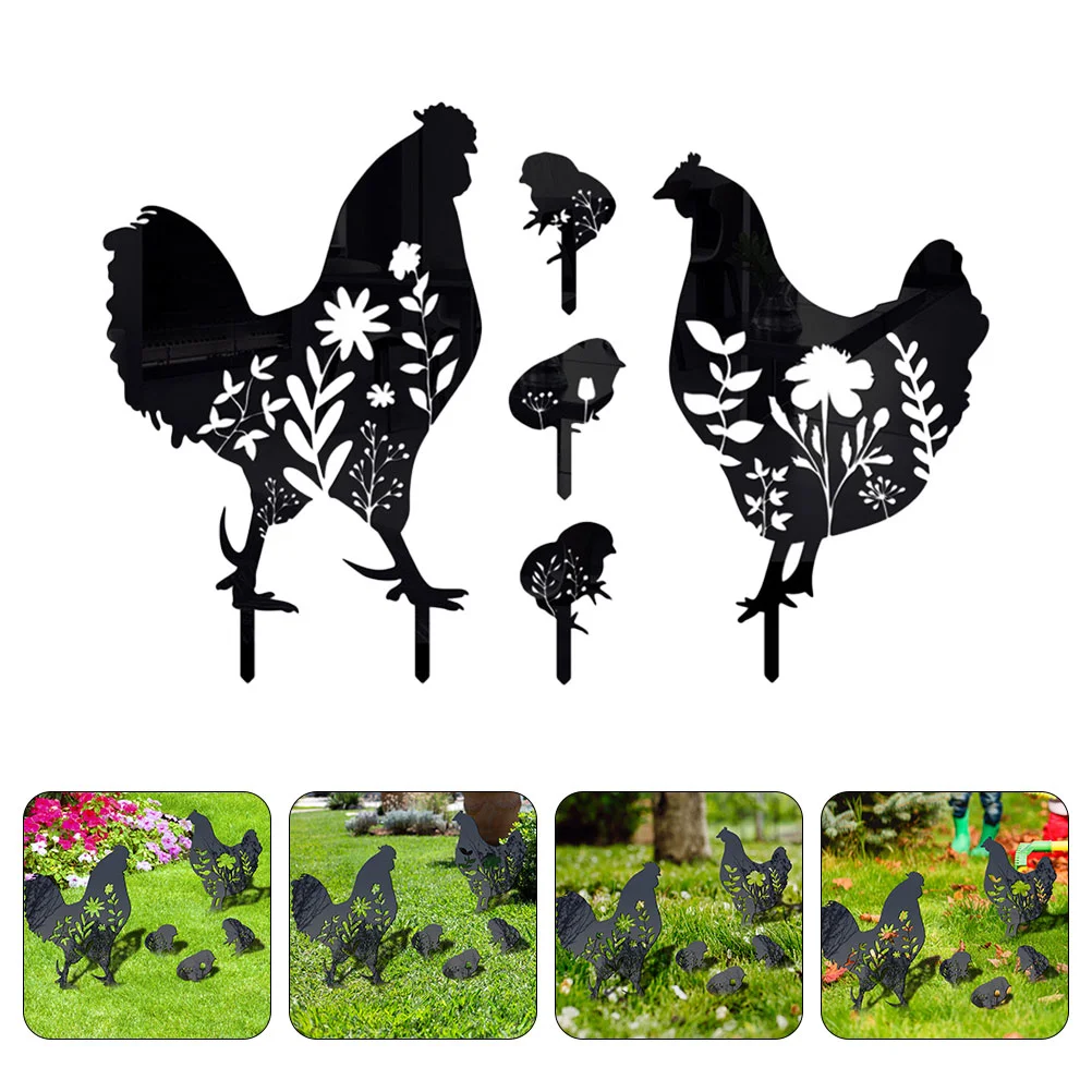 

Chicken Rooster Garden Hen Stake Yard Decor Metal Statue Ornament Lawn Stakes Easter Animal Realistic Statues Party Bird Patio