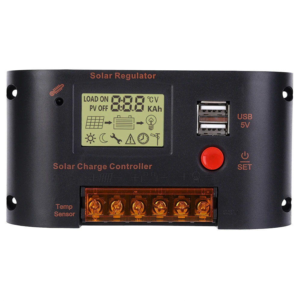 

Solar Panel Regulator LCD Solar Charge Controller 10A/20A 12V/24V for Lead-Acid Battery Auto Switch Overload Protection CMB2410