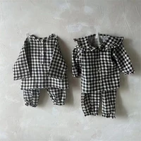 2022 autumn new baby long sleeve clothes set infant plaid shirts pants 2pcs suit baby girl outfits toddler boy clothing set