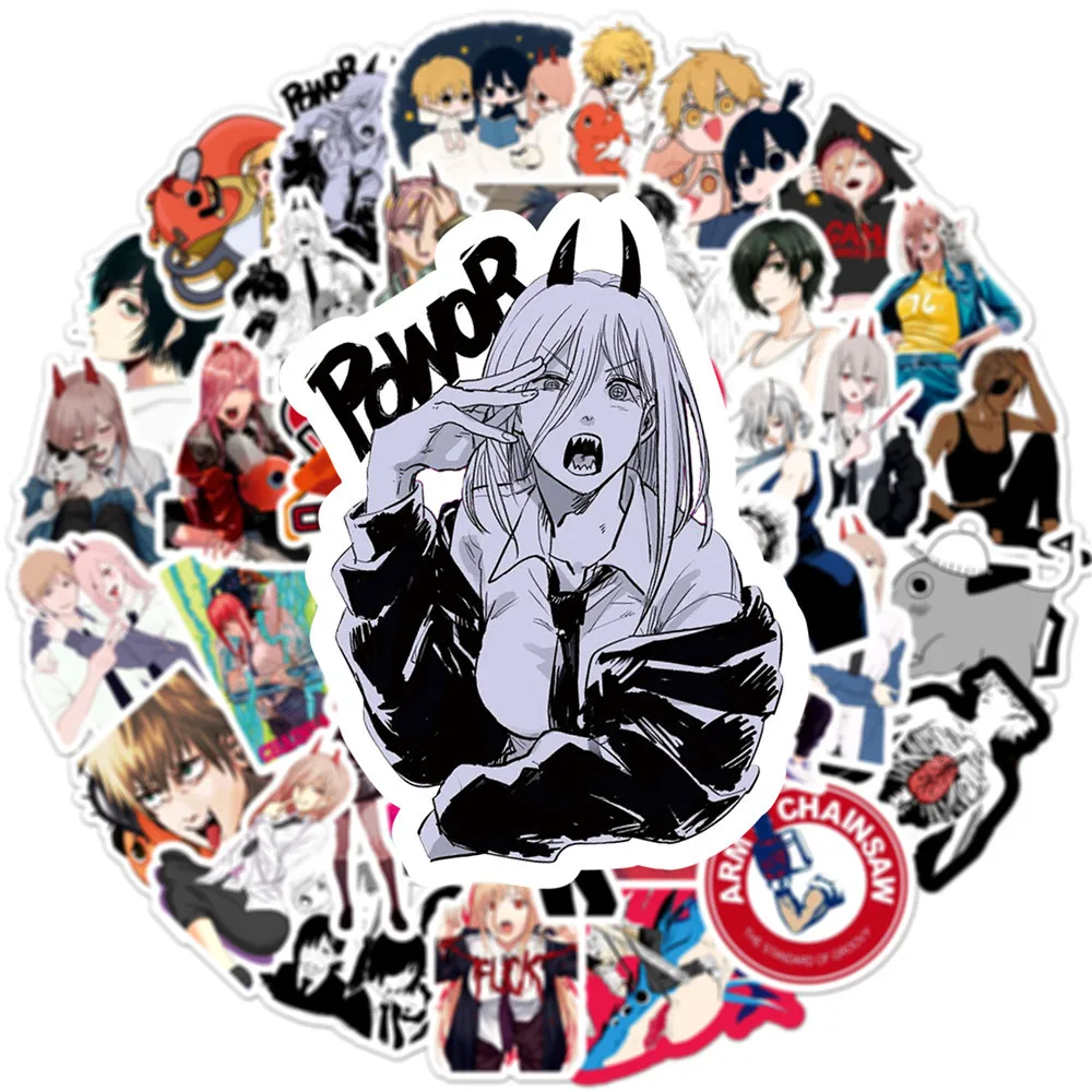 

10/30/50Pcs Anime Chainsaw Man Graffiti Stickers Cartoon Kids Toy DIY Laptop Skateboard Phone Scrapbook Waterproof Sticker Decal
