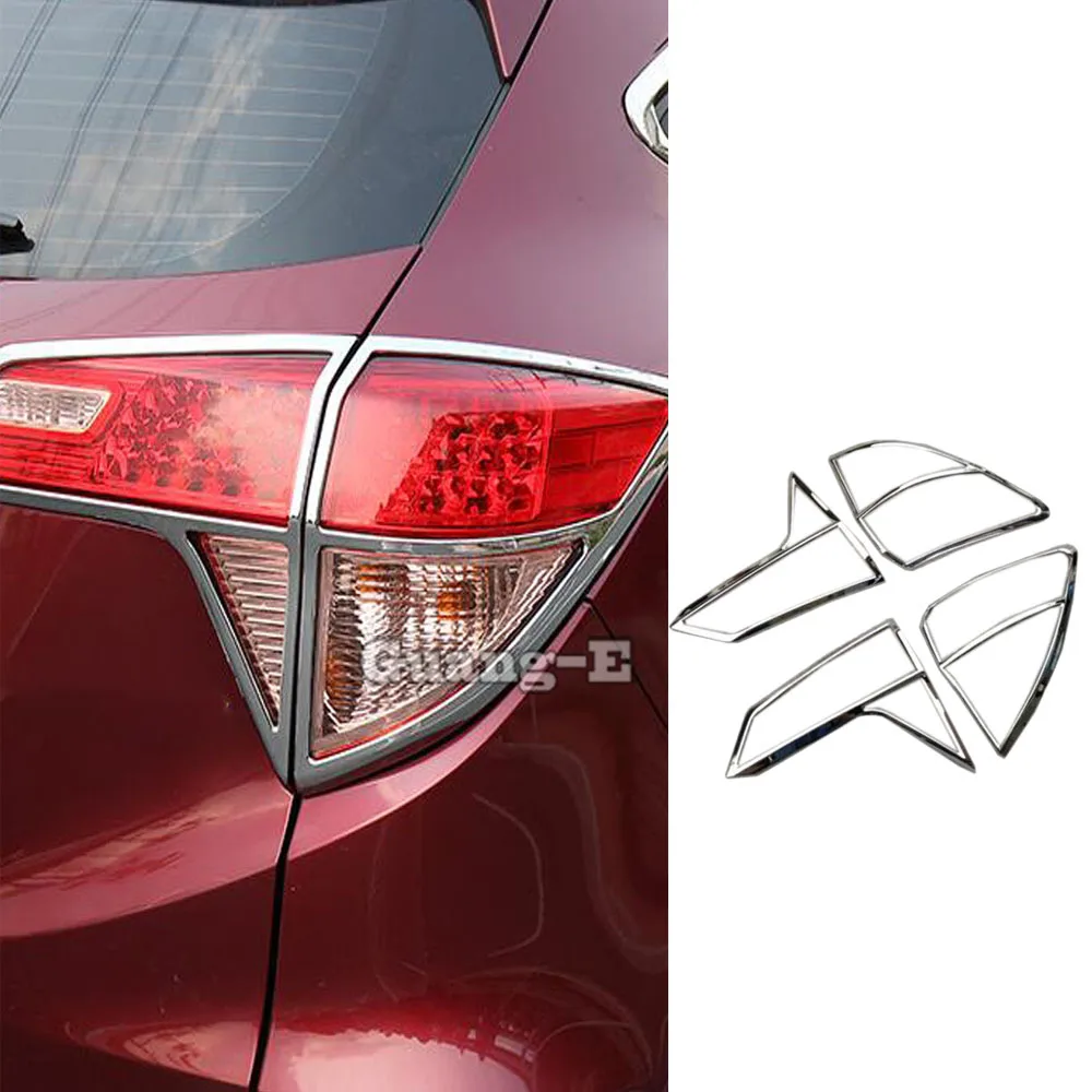 

Car Detector ABS Chrome Cover Trim Back Tail Rear Light Lamp Frame Parts 4pcs For Honda HRV HR-V Vezel 2014 2015 2016 2017 2018