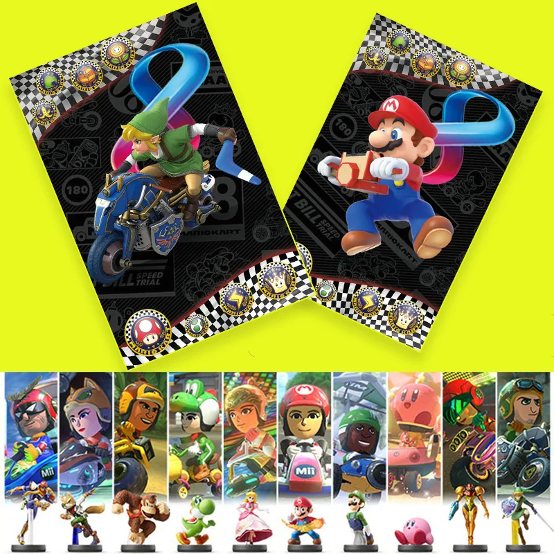 

Лидер продаж, игровые карты, карты Super Mario Racing Mariokart8 AMIIBO, карта связи 8, Марио, 3D мировые карты, Джетт, 3 фотокарты