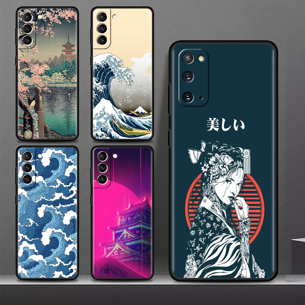 

Japanese Style Art Japan Case For Samsung Galaxy S22 S20 FE S21 Plus Soft Phone Cover S10 S9 S8 Note 20 Ultra 10 Lite TPU Shell