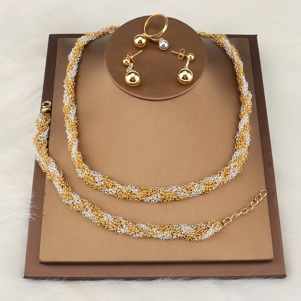 

Fashion Jewelry Set 3 Elegant Pieces Dubai Style Modern Women's Luxury Wedding Necklace Classic Elegance Earrings for Women Gift