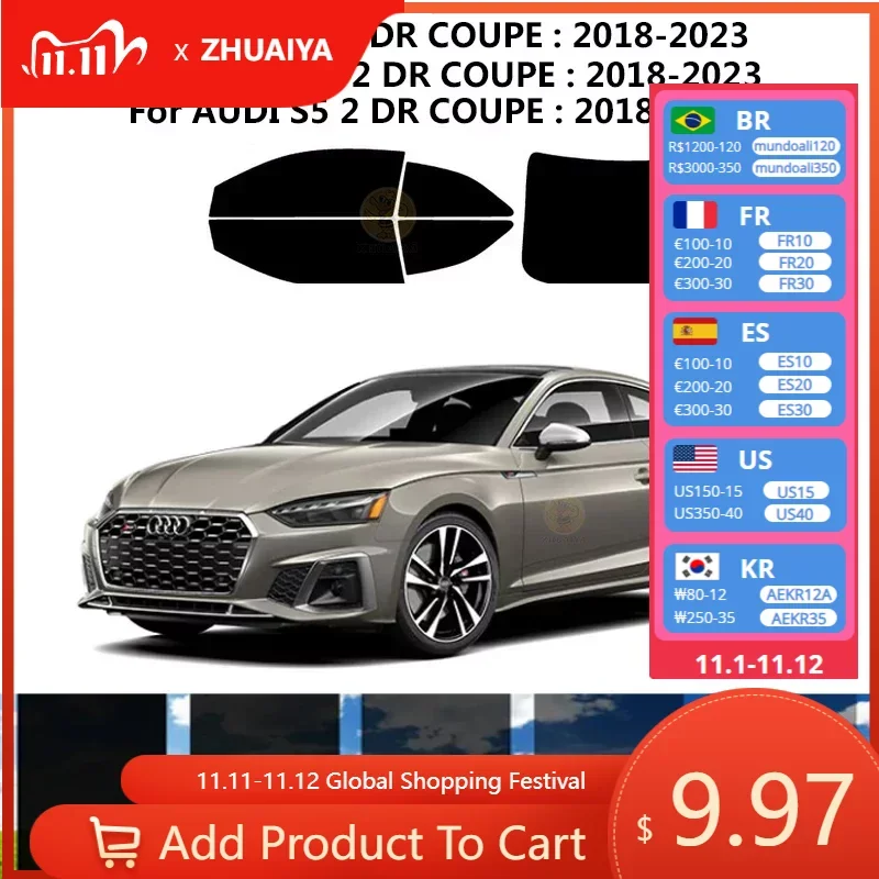 

Нанокерамическая Автомобильная УФ-пленка Precut для окна, автомобильная оконная пленка для AUDI S5 2 DR COUPE 2018-2023