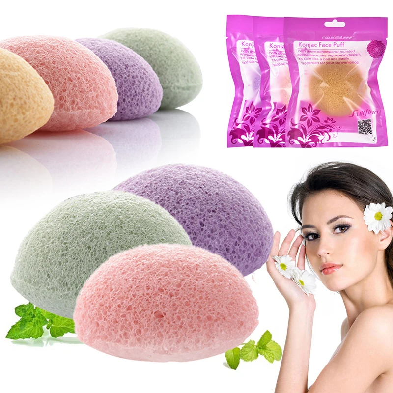 

3 Colors Round Shape Konjac Sponge Cosmetic Puff Face Cleaning Sponge Natural Konjac Puff Facial Cleanser Tool Wash Flutter