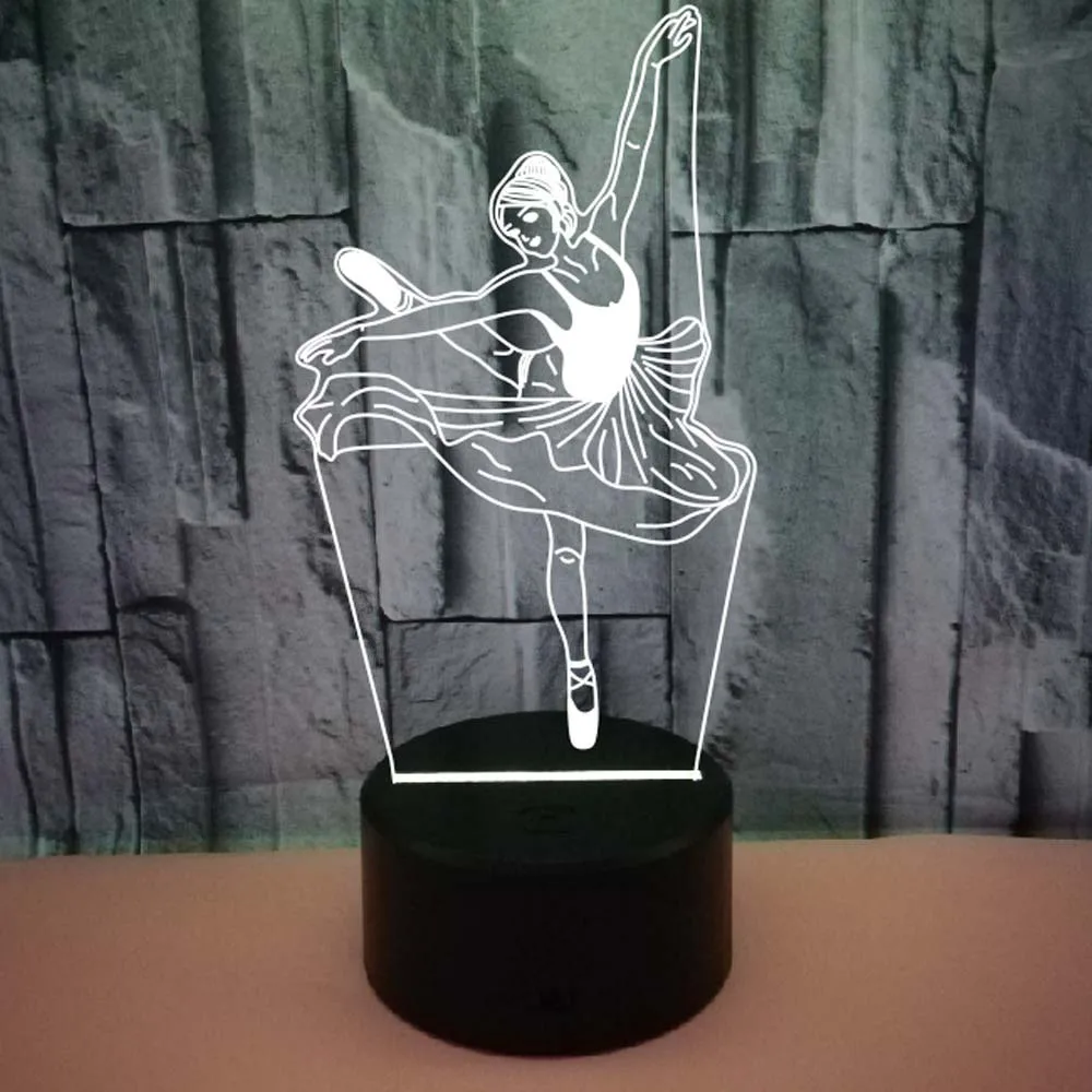 

Ballet Dancing 3D Lamp Acrylic USB LED Night Lights Neon Sign Lamp Xmas Christmas Decorations for Home Bedroom Birthday Gifts