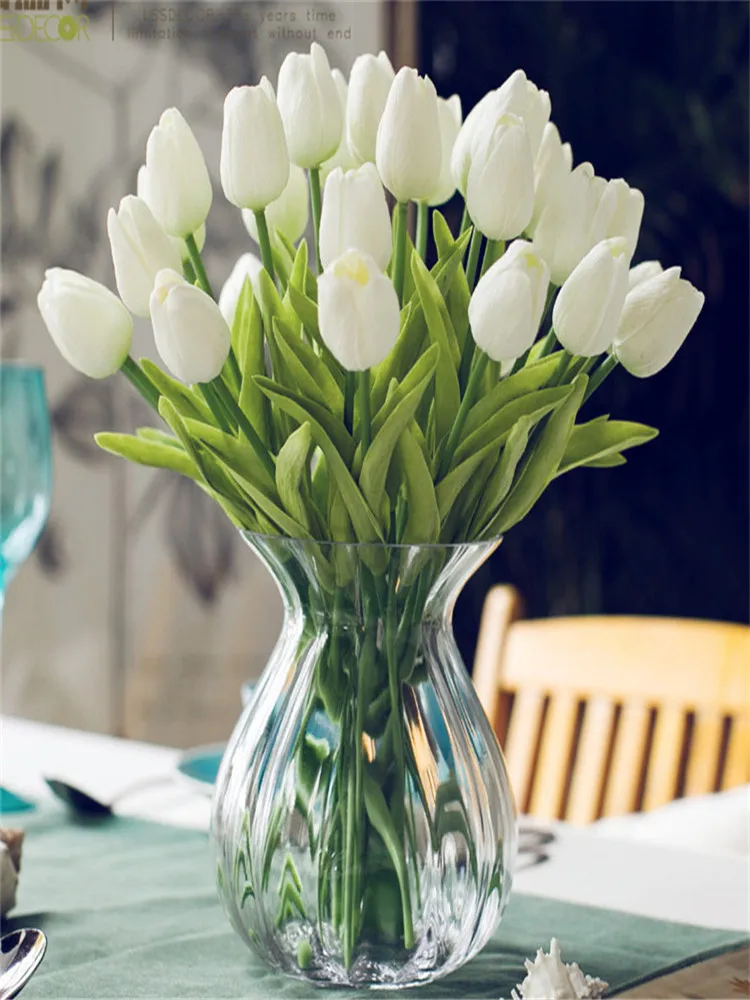 

Tulip Artificial Flower Real Touch PU Artificial Bride Bouquet For Home Wedding Party Decorative Flowers & Wreaths