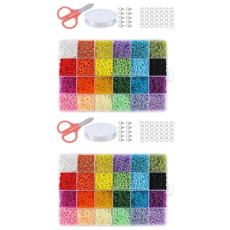 

Seed Beads For Bracelets, 24 Colors 2Mm Colored Small Glass Beads For Bracelets Jewelry Making Crafts 40000 Pcs