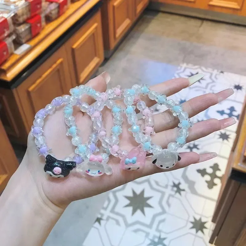 Sanrio Kuromi Cinnamoroll хрустальный браслет милый с мелодой милая пара из бисера ручная