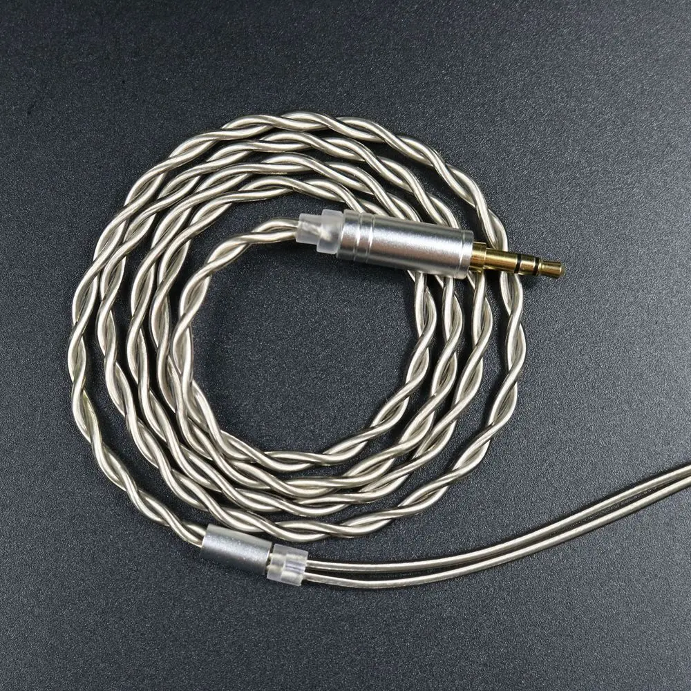 

2core twisted gray Single Crystal Copper Silver Plated coaxial shielded MMCX/QDC/TFZ/0.78/a2dc headphone audio upgrade iem cable