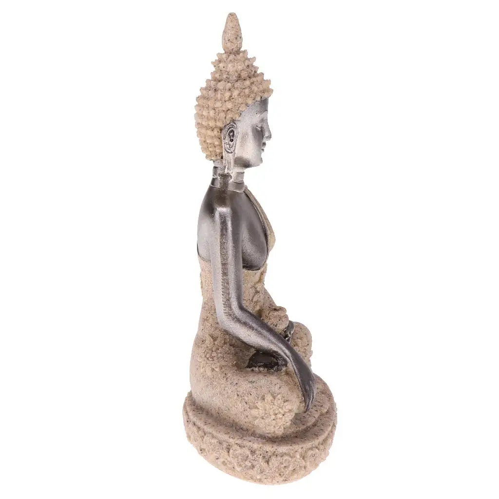 

2xSandstone Buddhist Buddha Monk Figurine Sculpture Statue Home Decor Beige