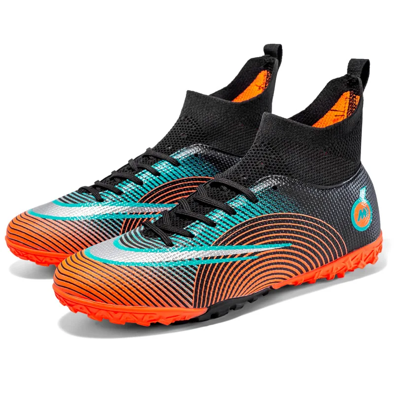 Professional Unisex Soccer Shoes Men TF/FG High Ankle Football Boots Man Cleats Grass Training Soccer Boot Women Chuteira Campo