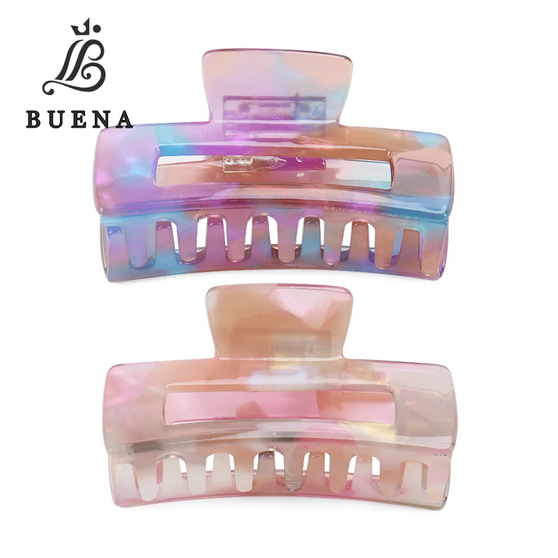 

Hollowed Out Multi Color Hair Claw Cellulose Acetate Hair Clamp 7.5cm Large Size Rectangle Hair Clip Claws
