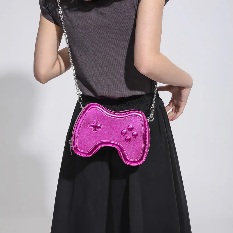 Personality Small Bags for Women 2023 New Hip Hop Fashion Woman Shoulder Bag Chains Cartoon Cute Patent Leather Crossbody Bag