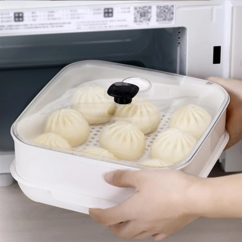 

Practical Kitchen Microwave Oven Steamer Cook Container With Lid Plastic For Steamed Bread Fish Vegetable Dumpling Kitchen Tool