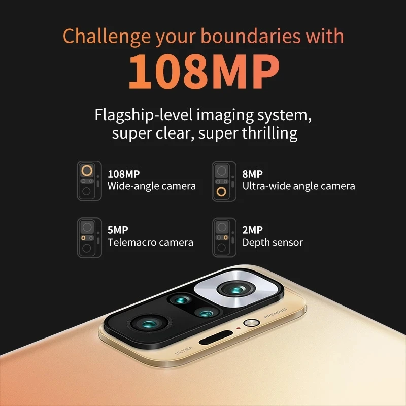 Global Version Xiaomi Redmi Note 10 Pro NFC Smartphone 6.67'' 120Hz AMOLED 108Mp Camera 5020mAh 33W Fast Charging Mobile Phone
